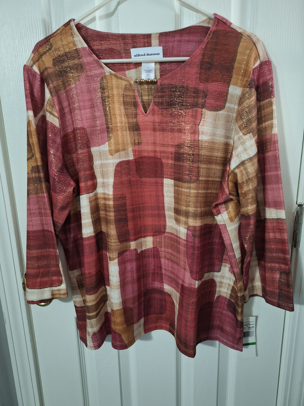 Alfred Dunner Women's Plaid Top Size L
